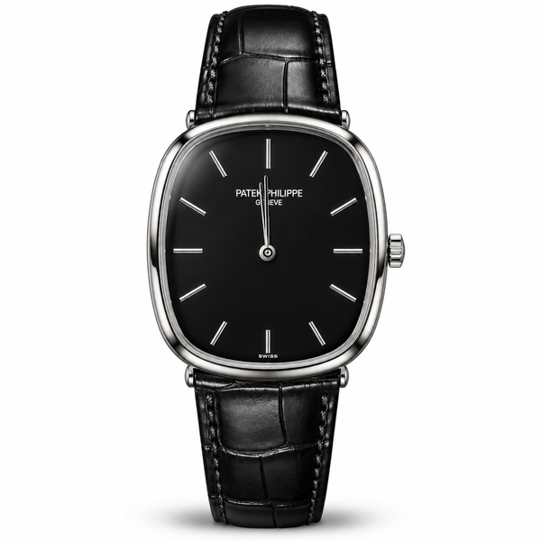 Patek Golden Ellipse Leather Straps Quartz - Silver Case