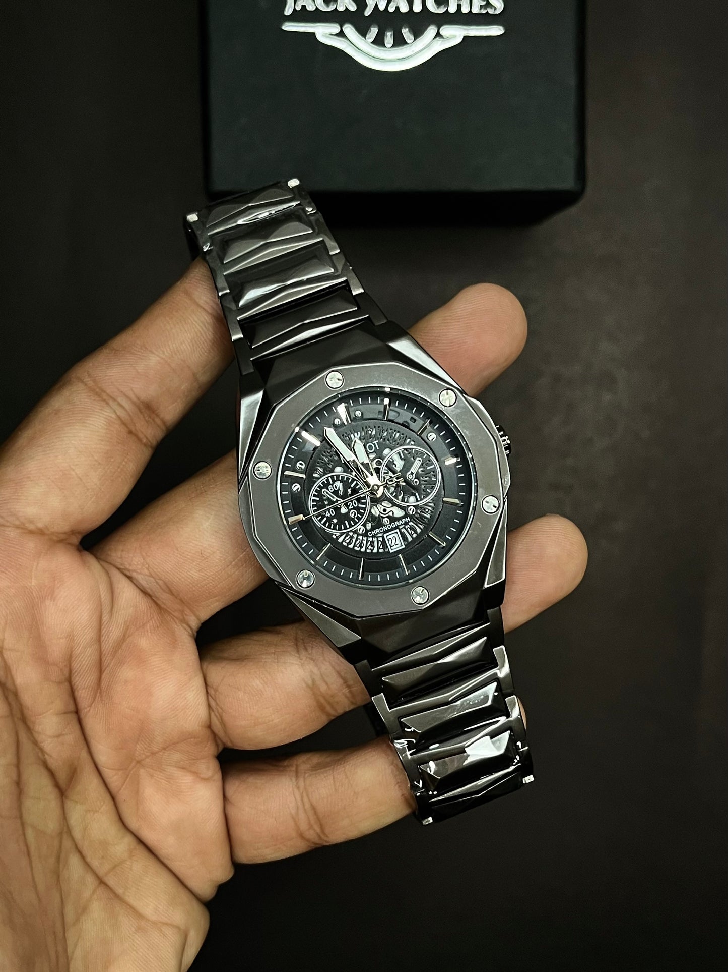 HB Diamond Cut Steel Chain Watch – Heavyweight Luxury