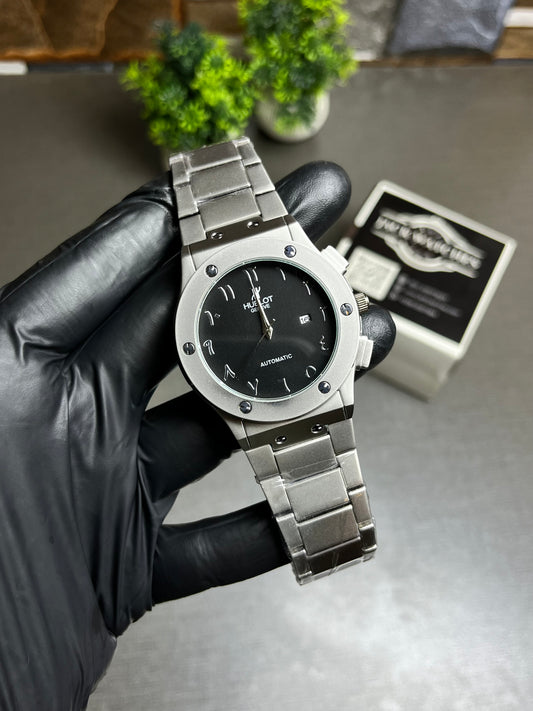 HB Silver Arabic Dial Watch
