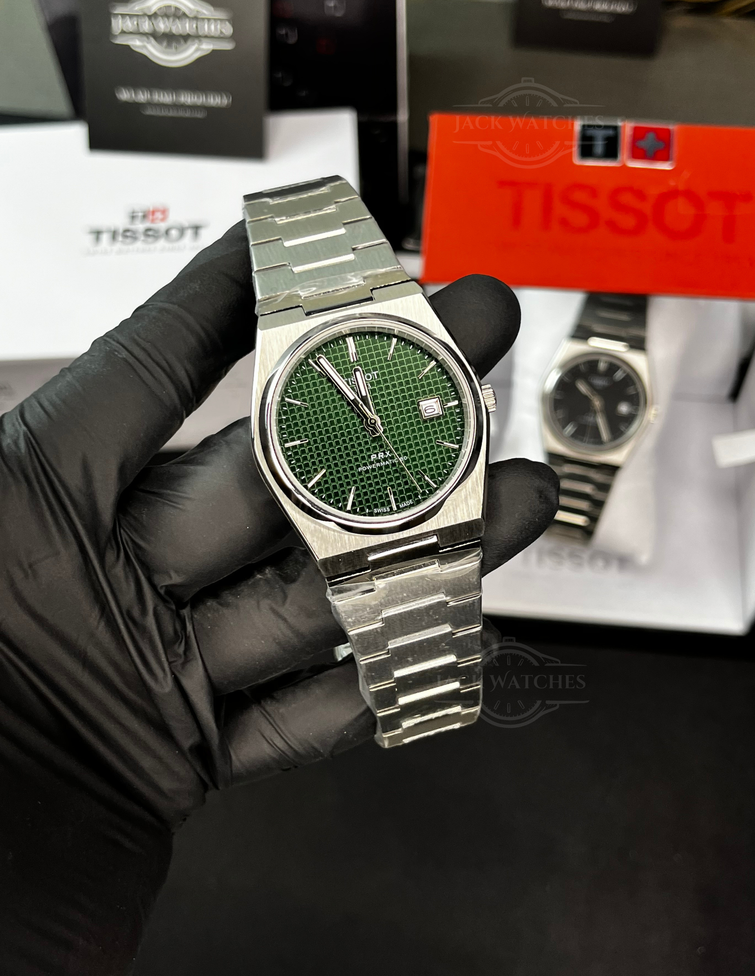 Tsot PRX 38mm Ice Green Waffle Dial Automatic