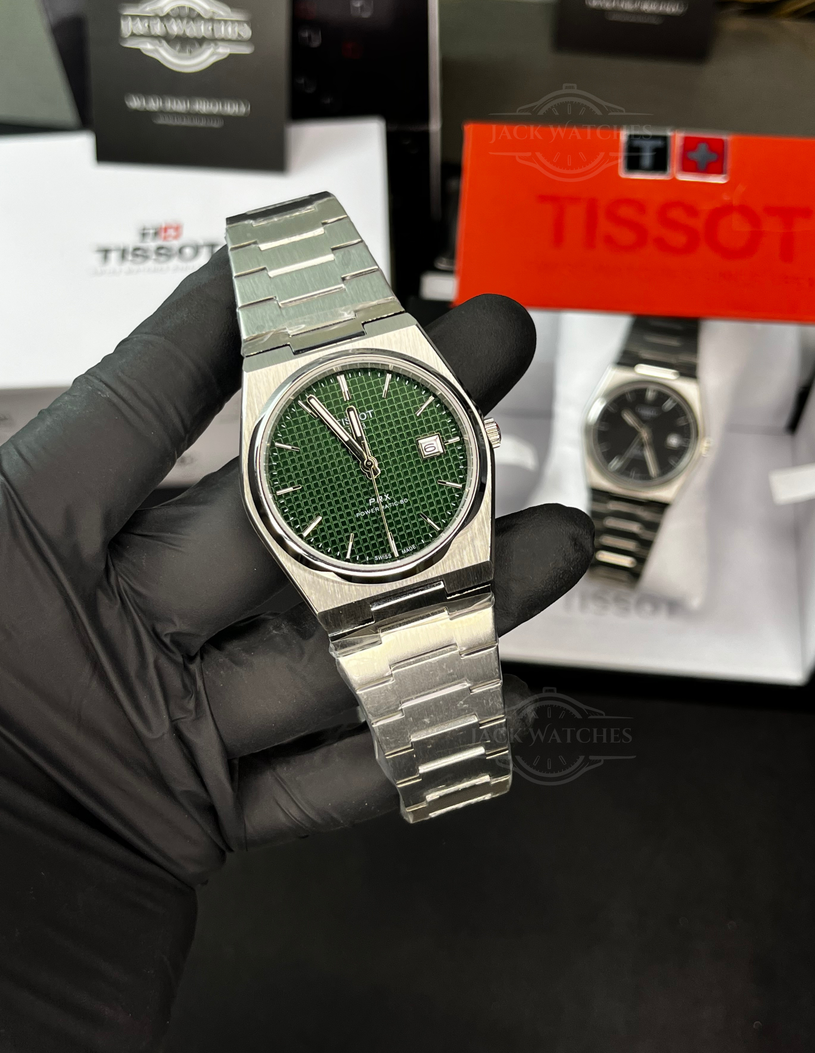 Tsot PRX 38mm Ice Green Waffle Dial Automatic