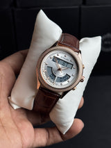 Al Falah Dual Time Leather Strap Watch