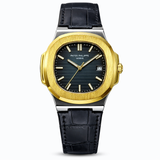 Patek Nautilus Leather Strap Master Lock - TwoTone Black