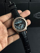 Al Falah Dual Time Leather Strap Watch