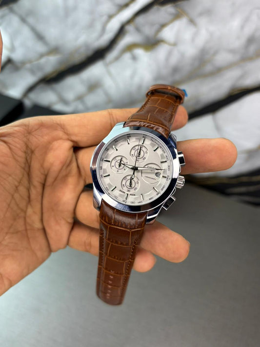 Tsot Leather Strap Chronograph Watch
