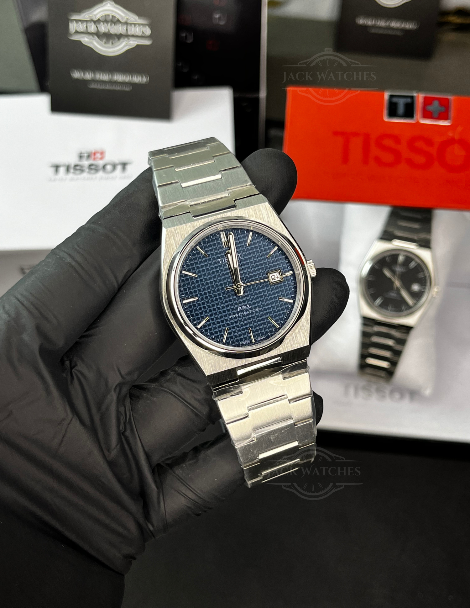 Tsot PRX 38mm Blue Waffle Dial Automatic