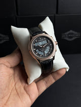 Al Falah Dual Time Leather Strap Watch