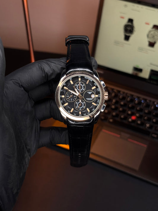 Tsot Leather Strap Chronograph Watch