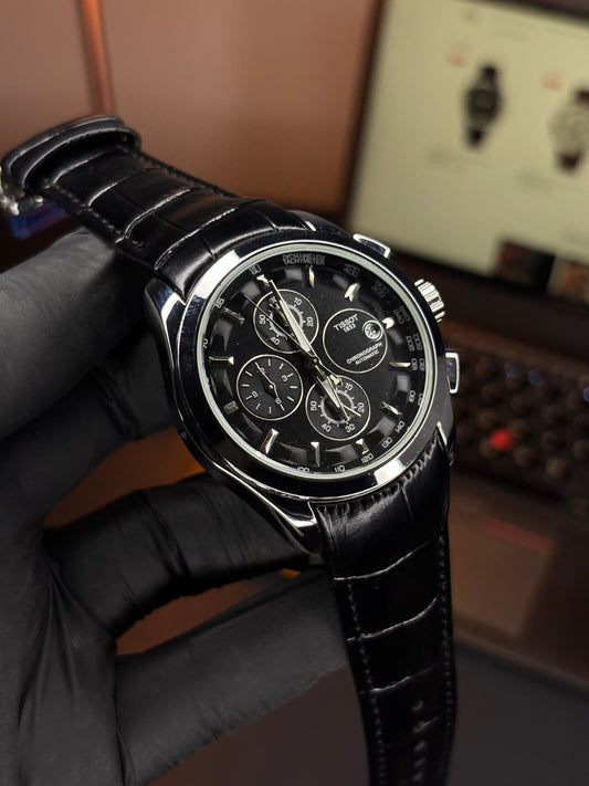 Tsot Leather Strap Chronograph Watch