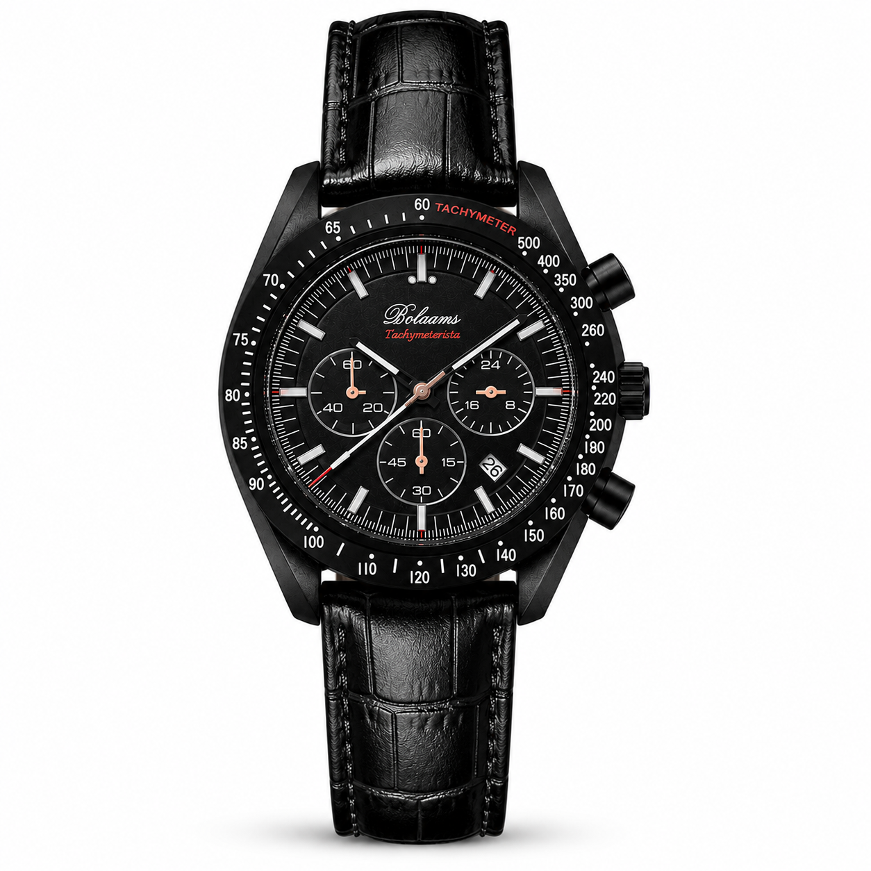 Bolaomo Racing Chronograph Leather Strap Watch
