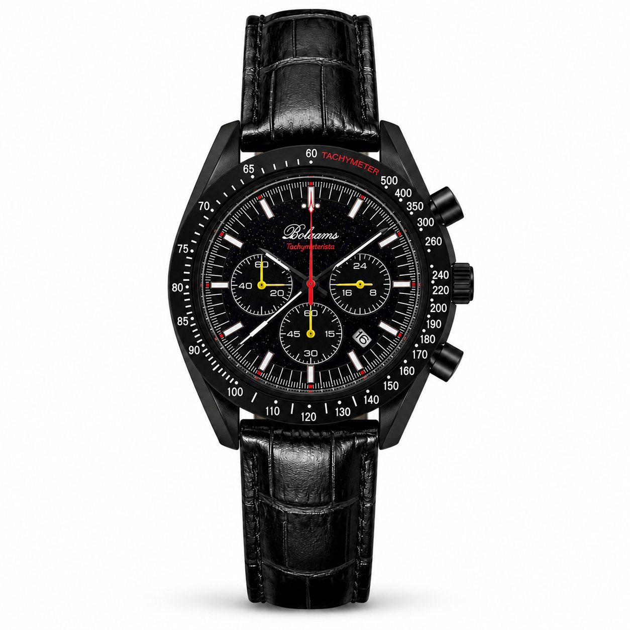 Bolaomo Racing Chronograph Leather Strap Watch