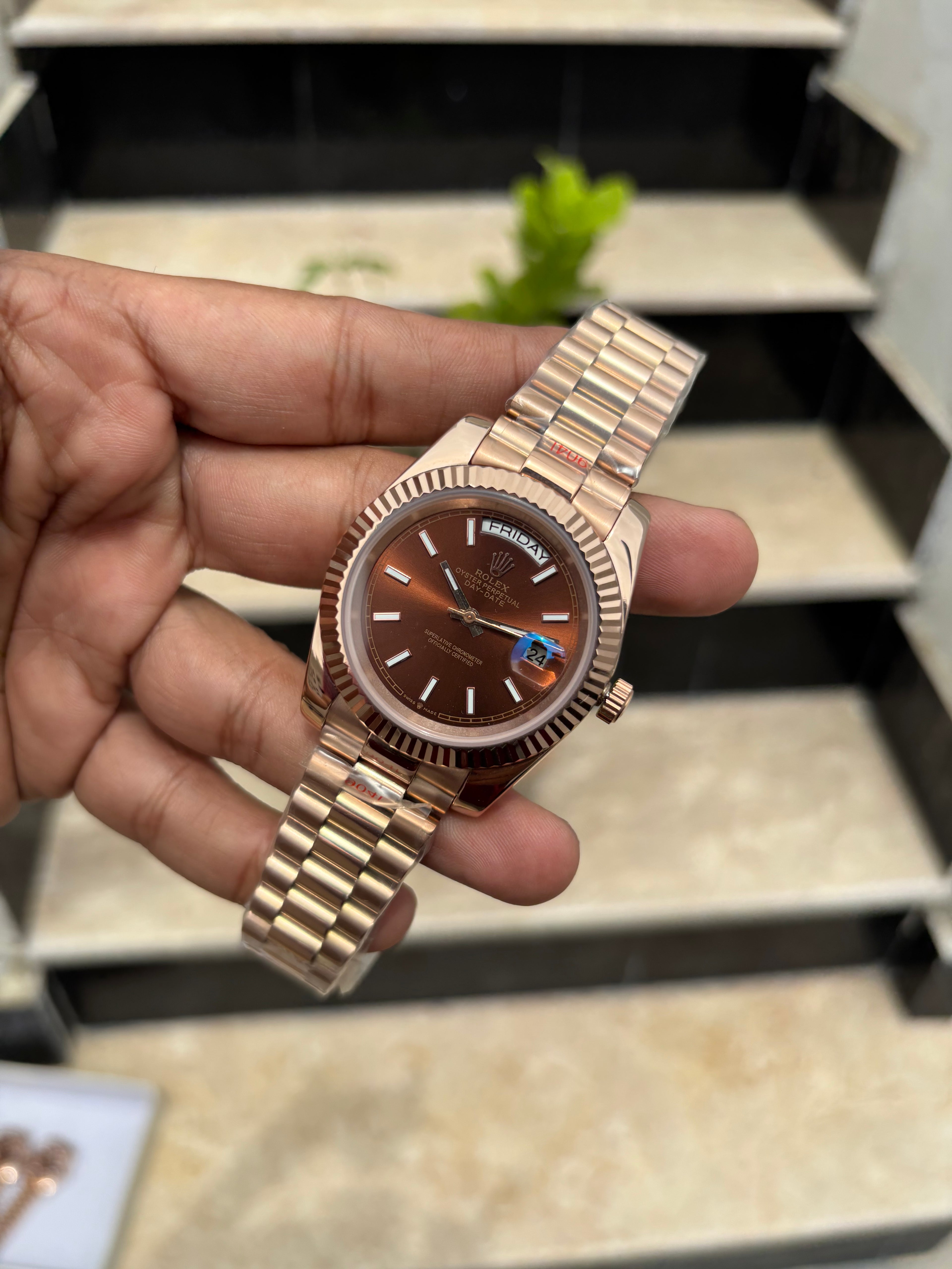 RLX Day-Date Automatic Rose Gold - Chocolate Dial