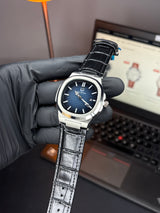 True Worth Nautilus Leather Strap Watch