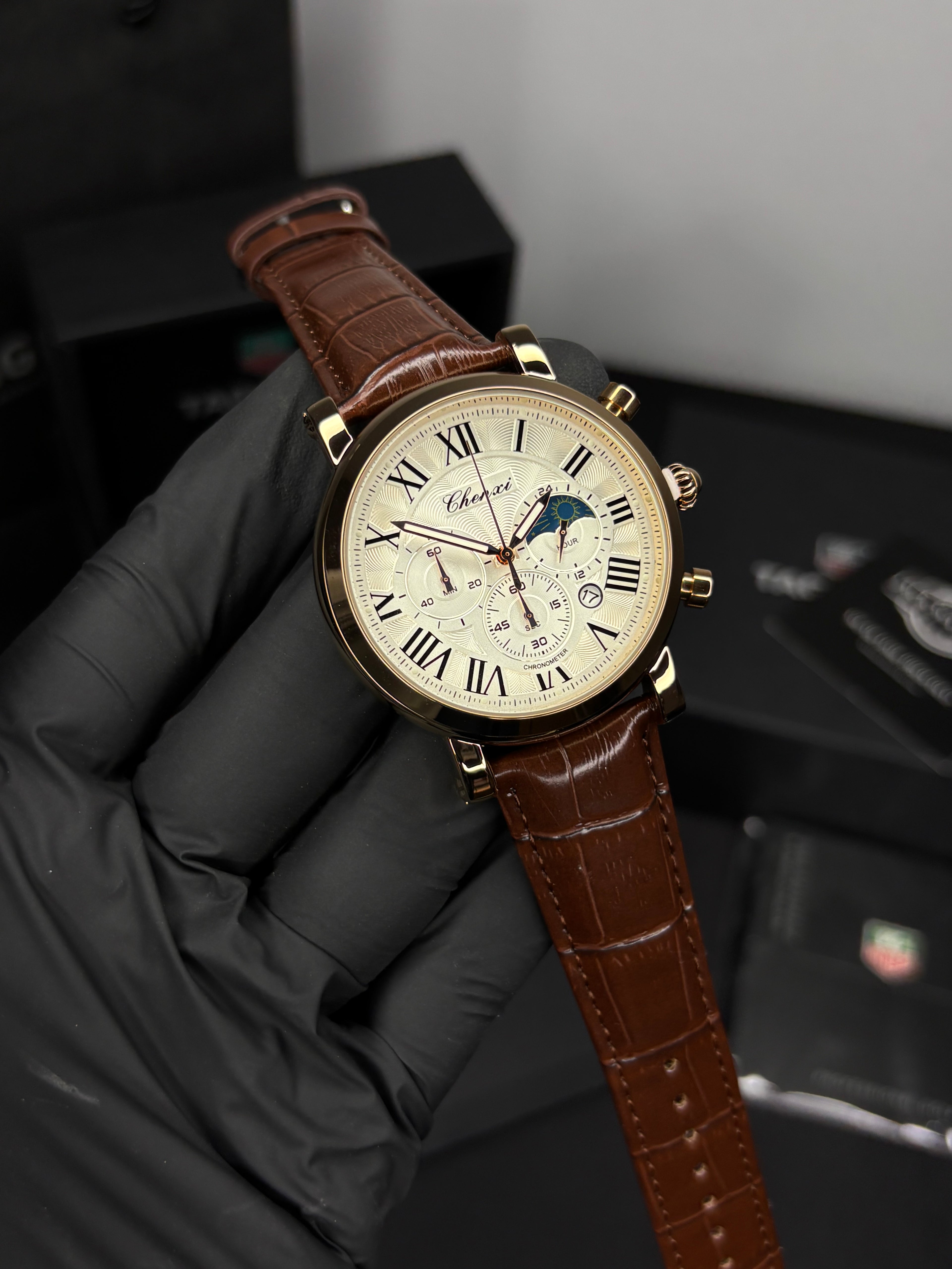 Chenxi Leather Strap Chronograph Watch