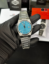 Tsot PRX 38mm Ice Blue Waffle Dial Automatic