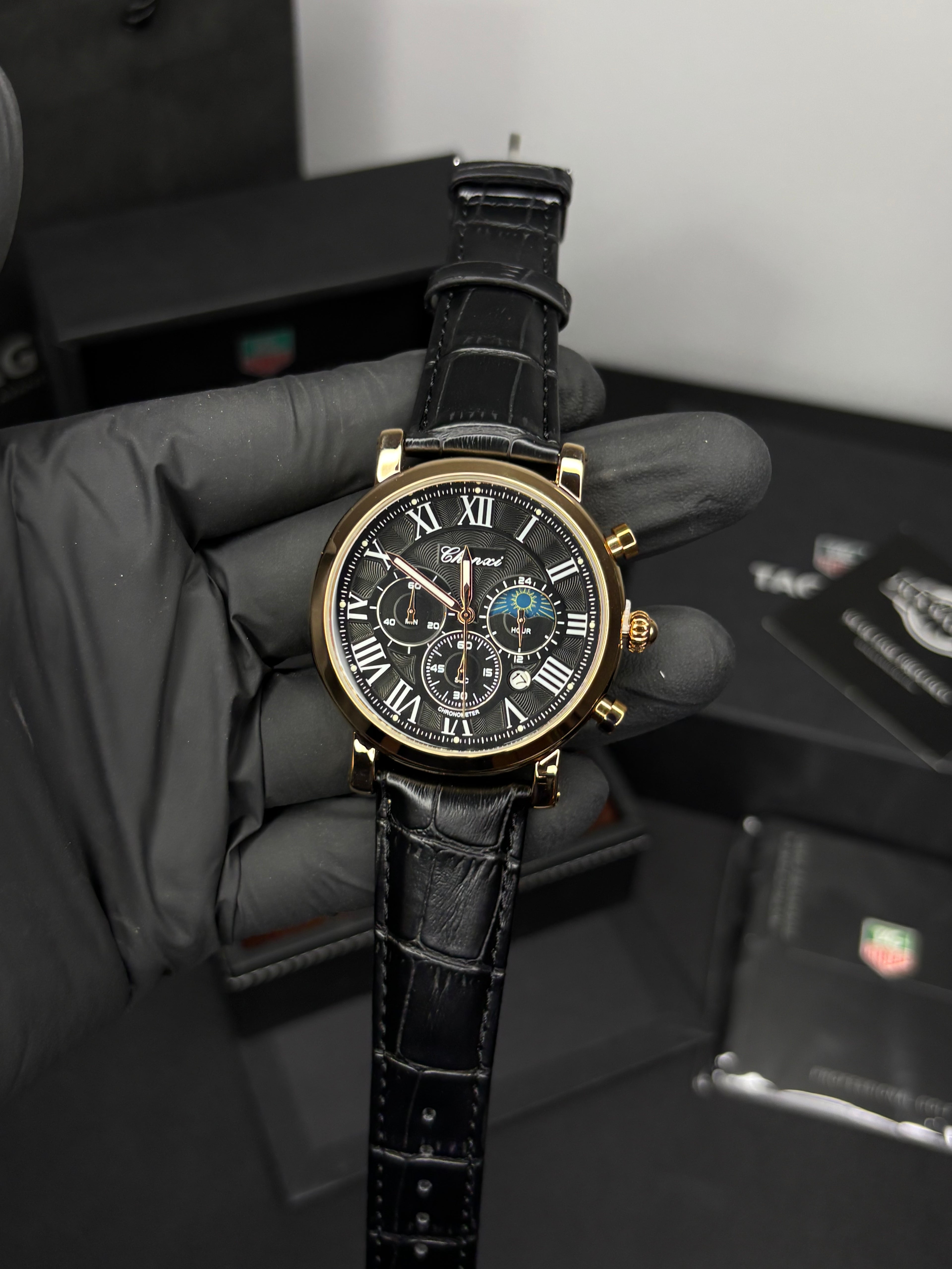 Chenxi Leather Strap Chronograph Watch