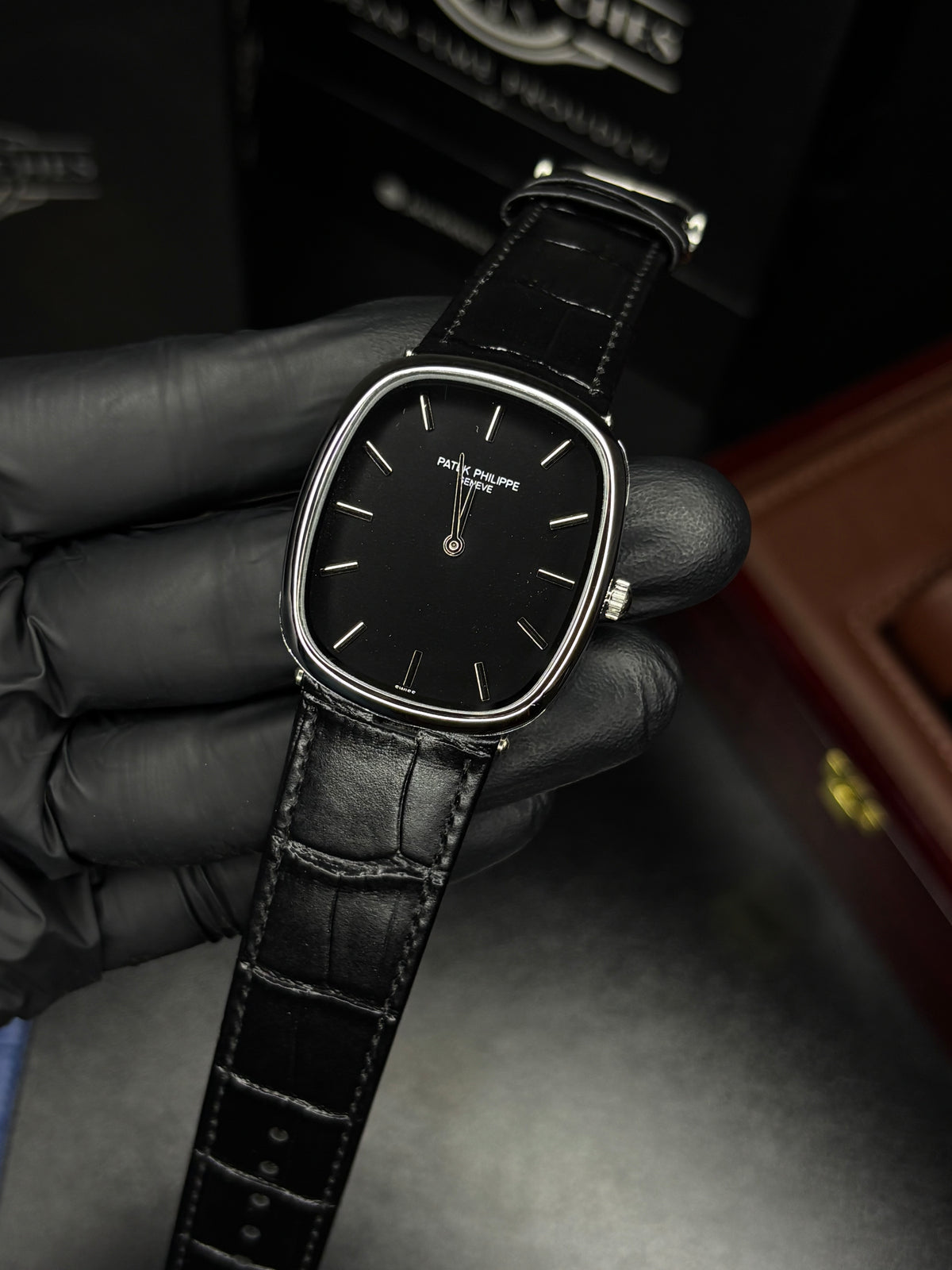 Patek Golden Ellipse Leather Straps Quartz - Silver Case