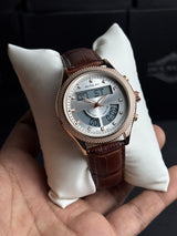 Al Falah Dual Time Leather Strap Watch