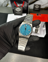 Tsot PRX 38mm Ice Blue Waffle Dial Automatic