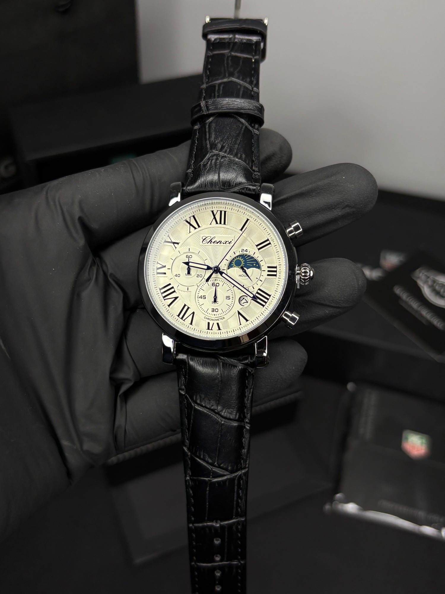 Chenxi Leather Strap Chronograph Watch