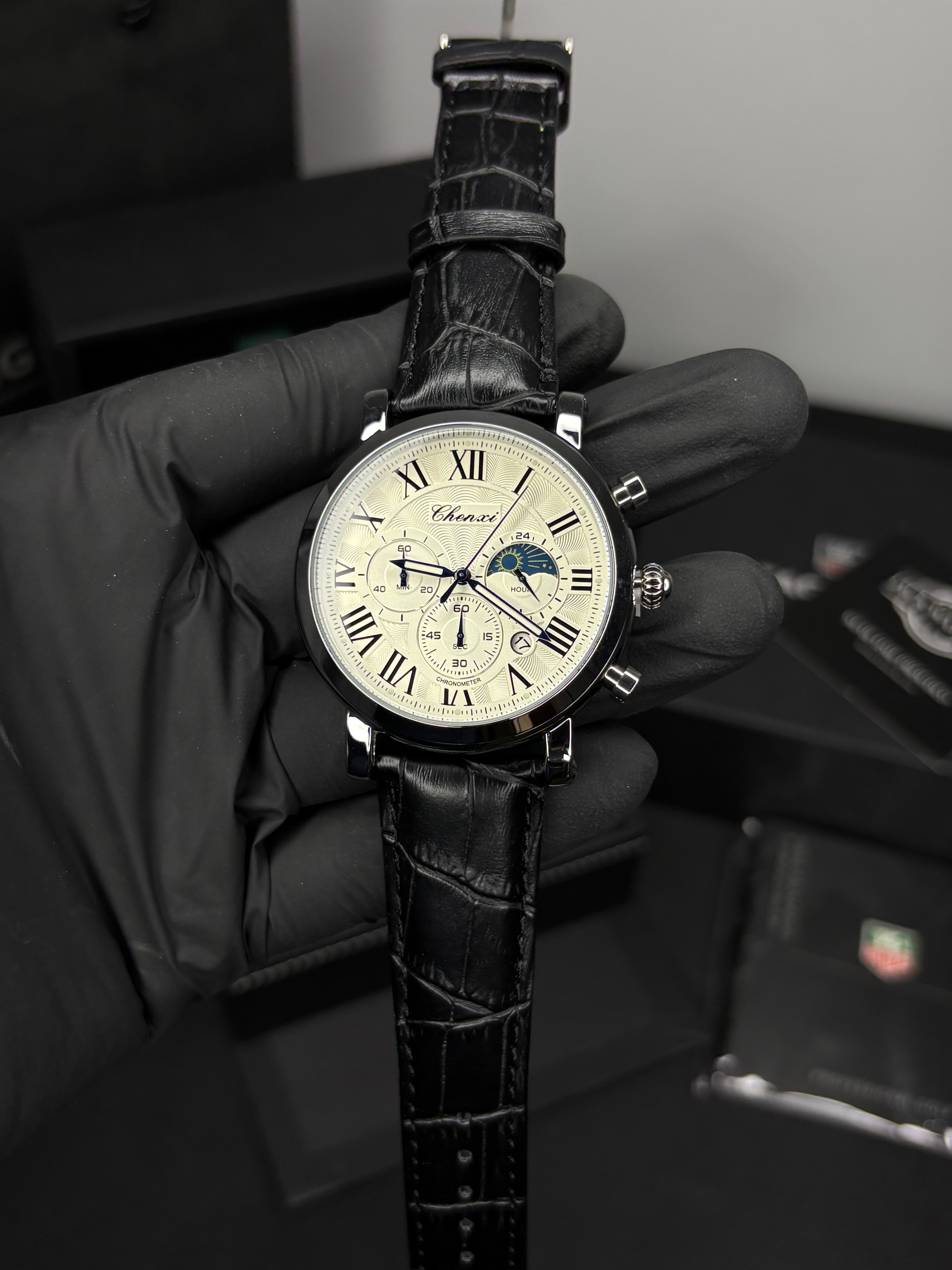 Chenxi Leather Strap Chronograph Watch