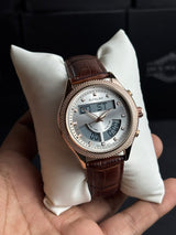 Al Falah Dual Time Leather Strap Watch