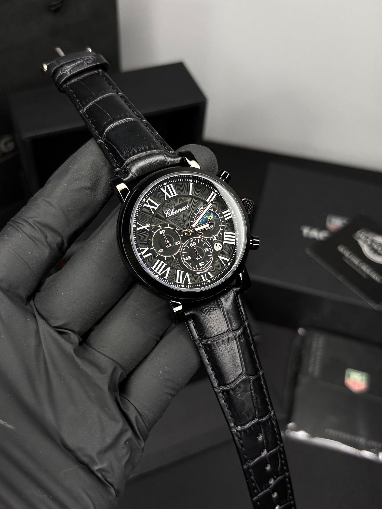 Chenxi Leather Strap Chronograph Watch
