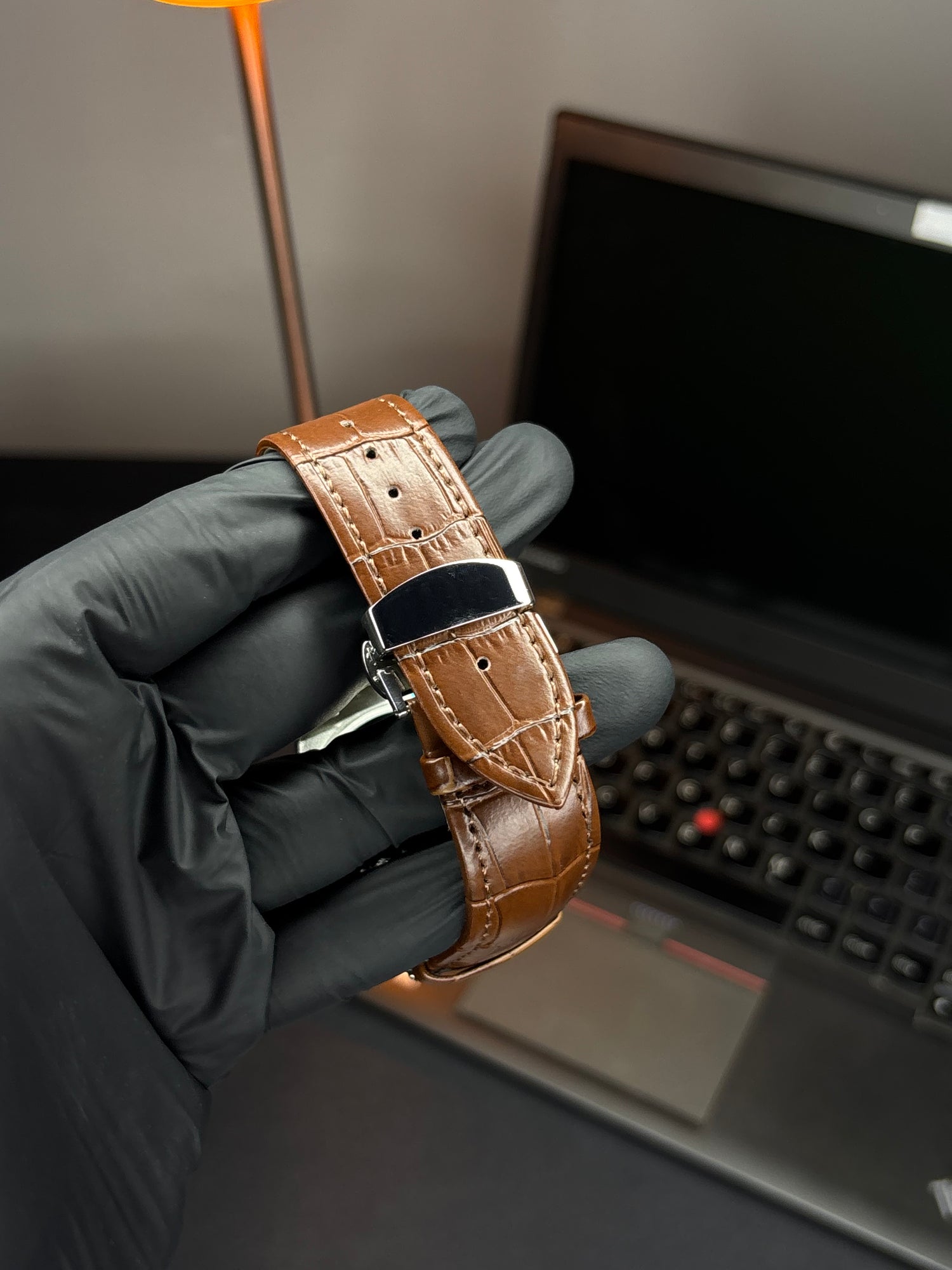 True Worth Nautilus Leather Strap Watch