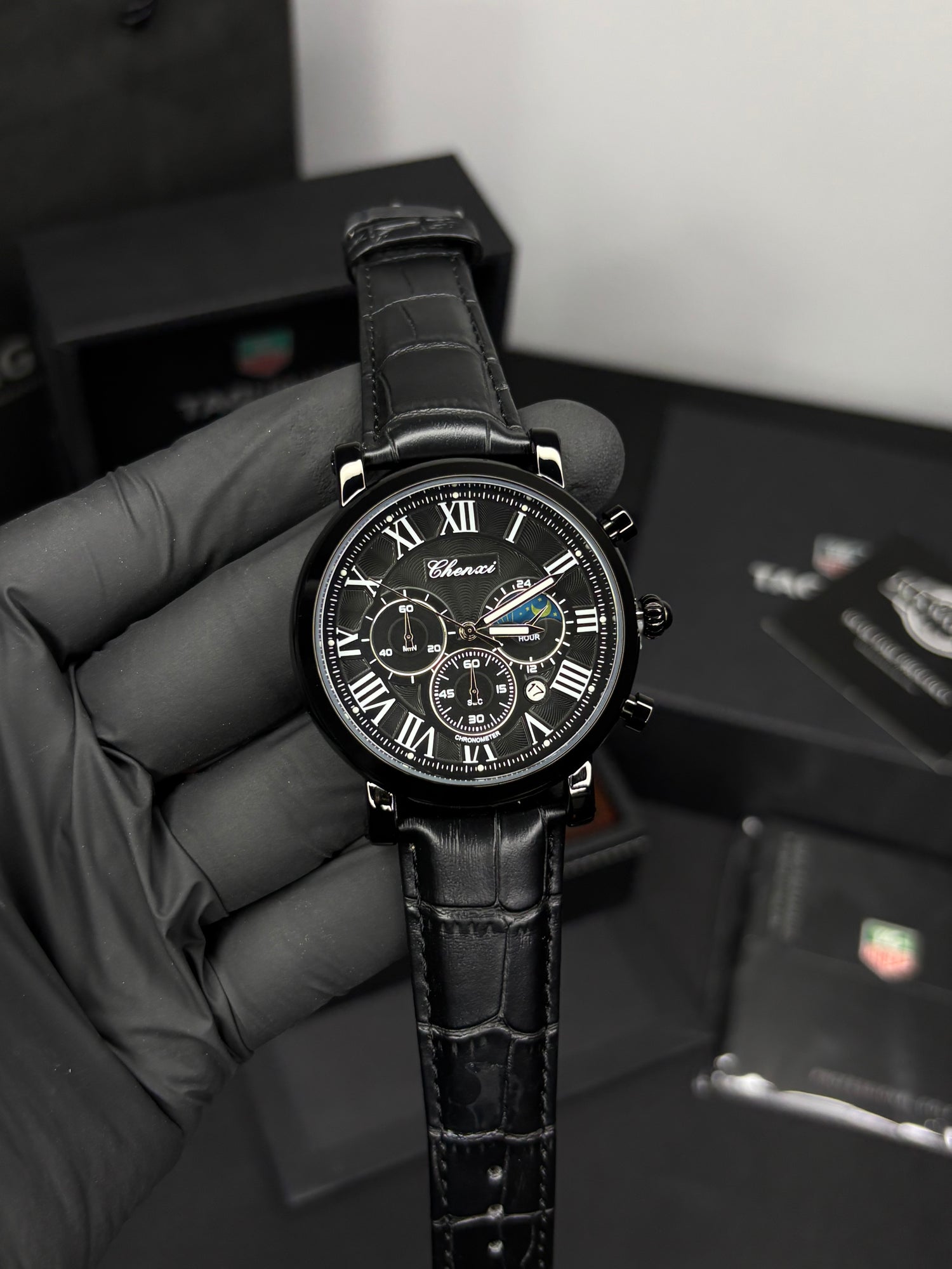 Chenxi Leather Strap Chronograph Watch