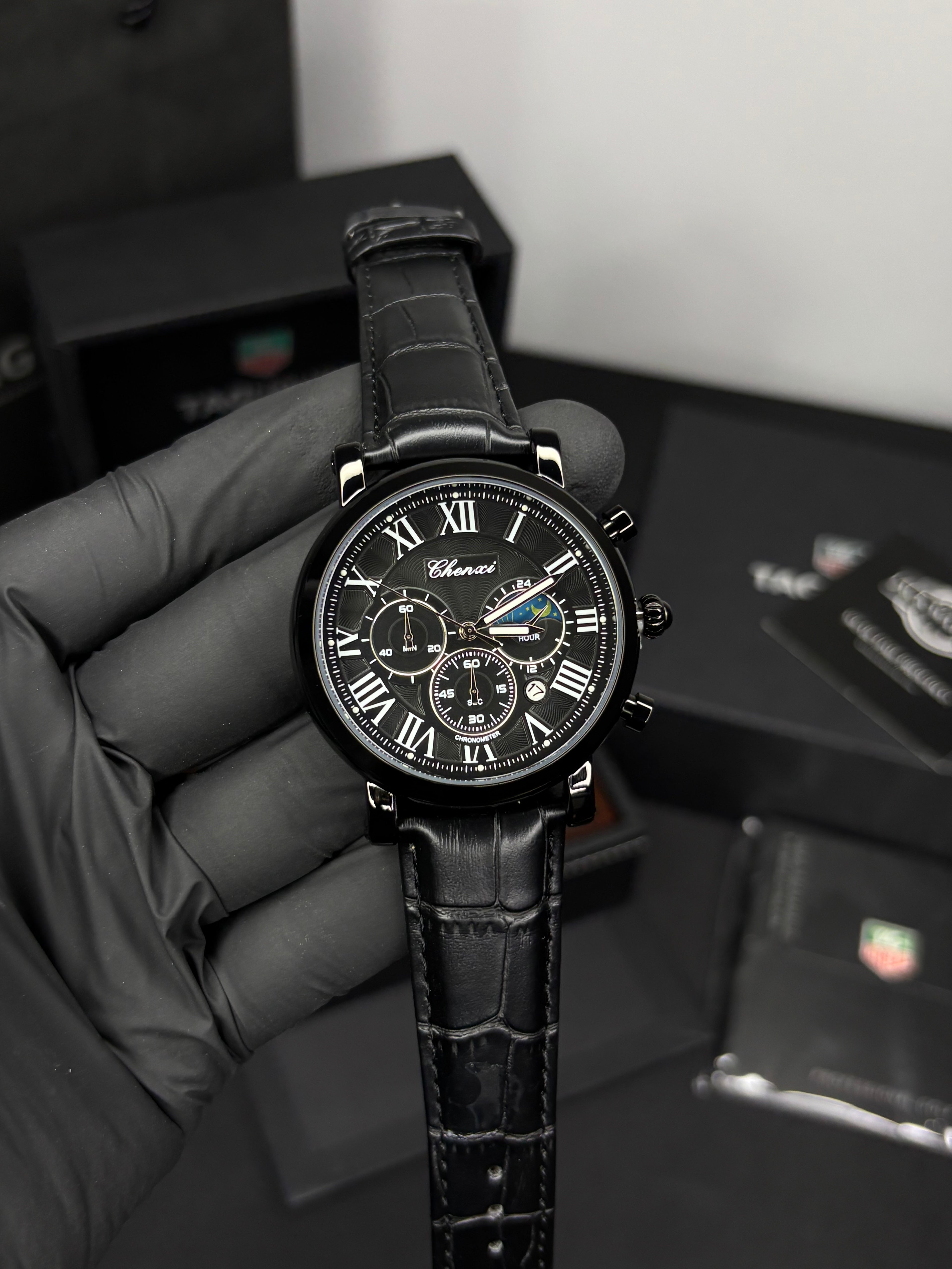 Chenxi Leather Strap Chronograph Watch