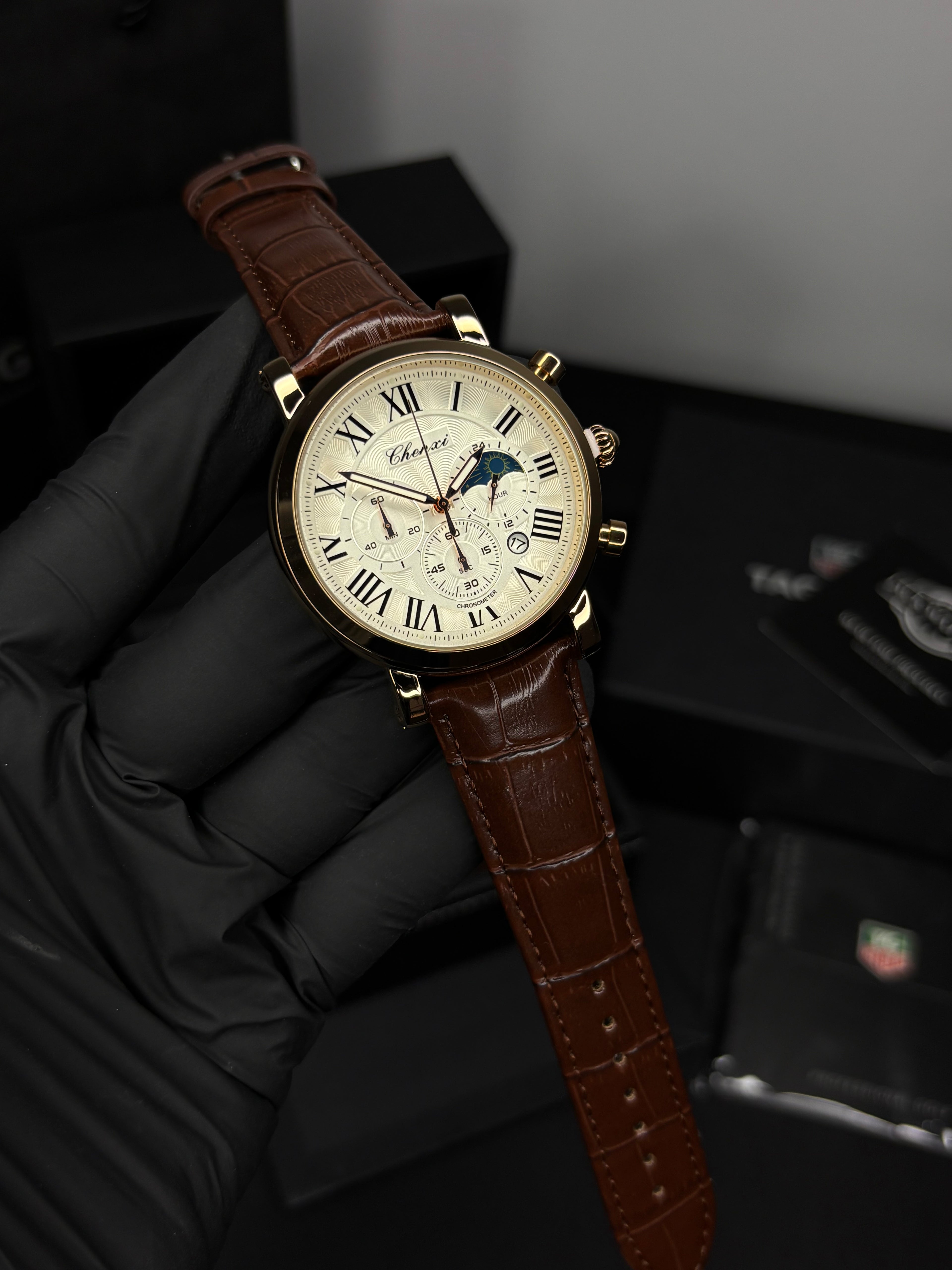 Chenxi Leather Strap Chronograph Watch