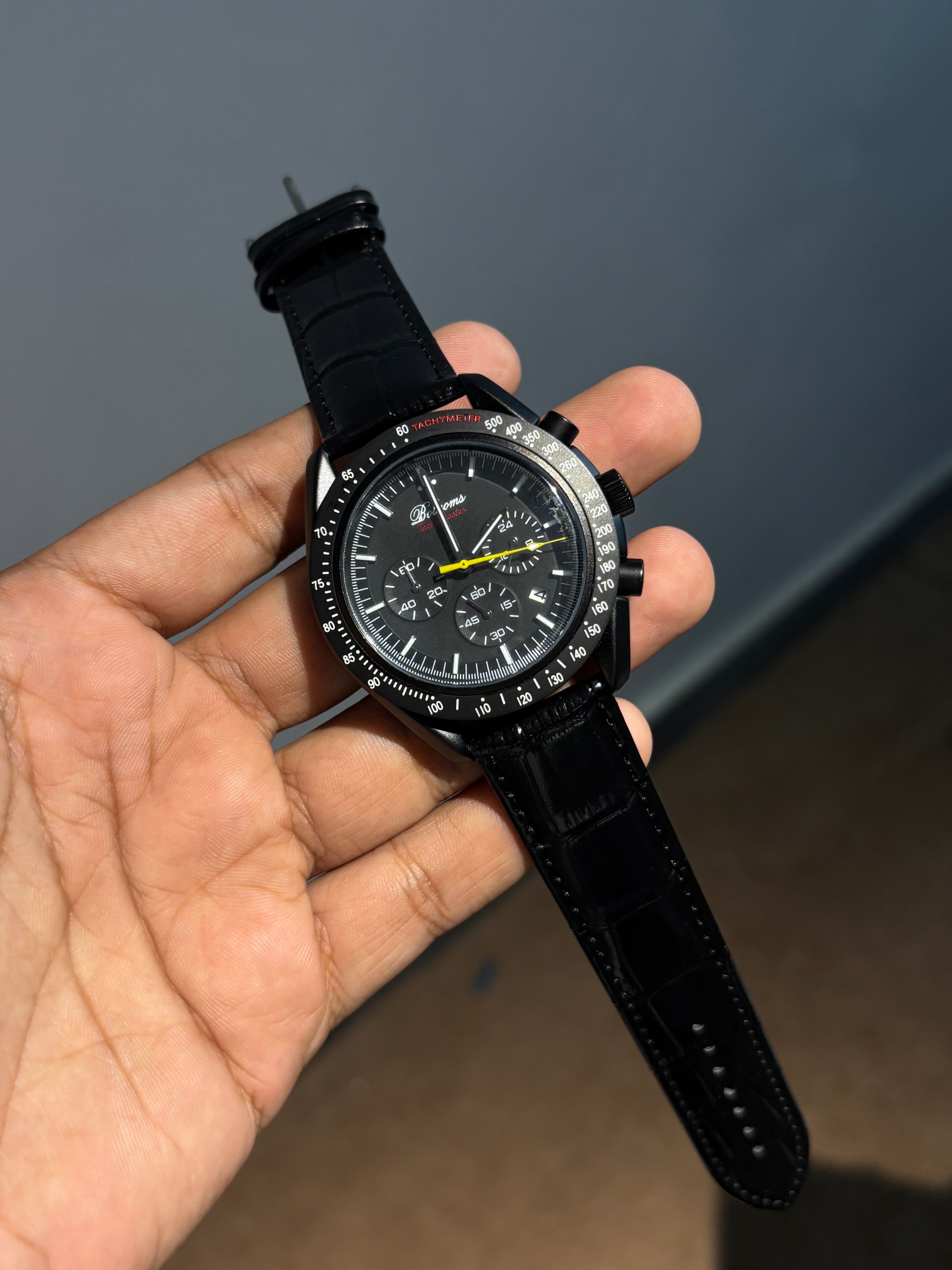 Bolaomo Racing Chronograph Leather Strap Watch