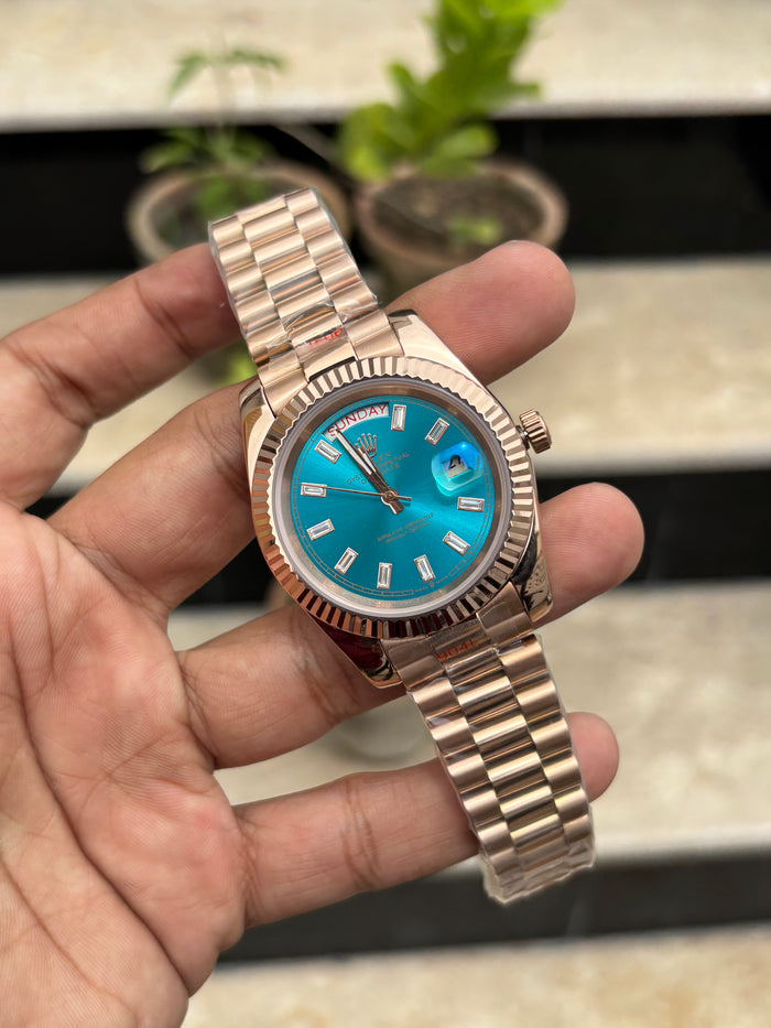 RLX Day-Date Automatic Rose Gold - Blue Dial