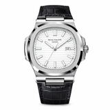 Patek Nautilus Leather Strap Master Lock - Black-White
