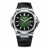 Patek Nautilus Leather Strap Master Lock - Black-Green
