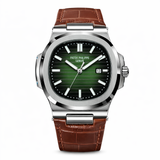 Patek Nautilus Leather Strap Master Lock - Brown-Green