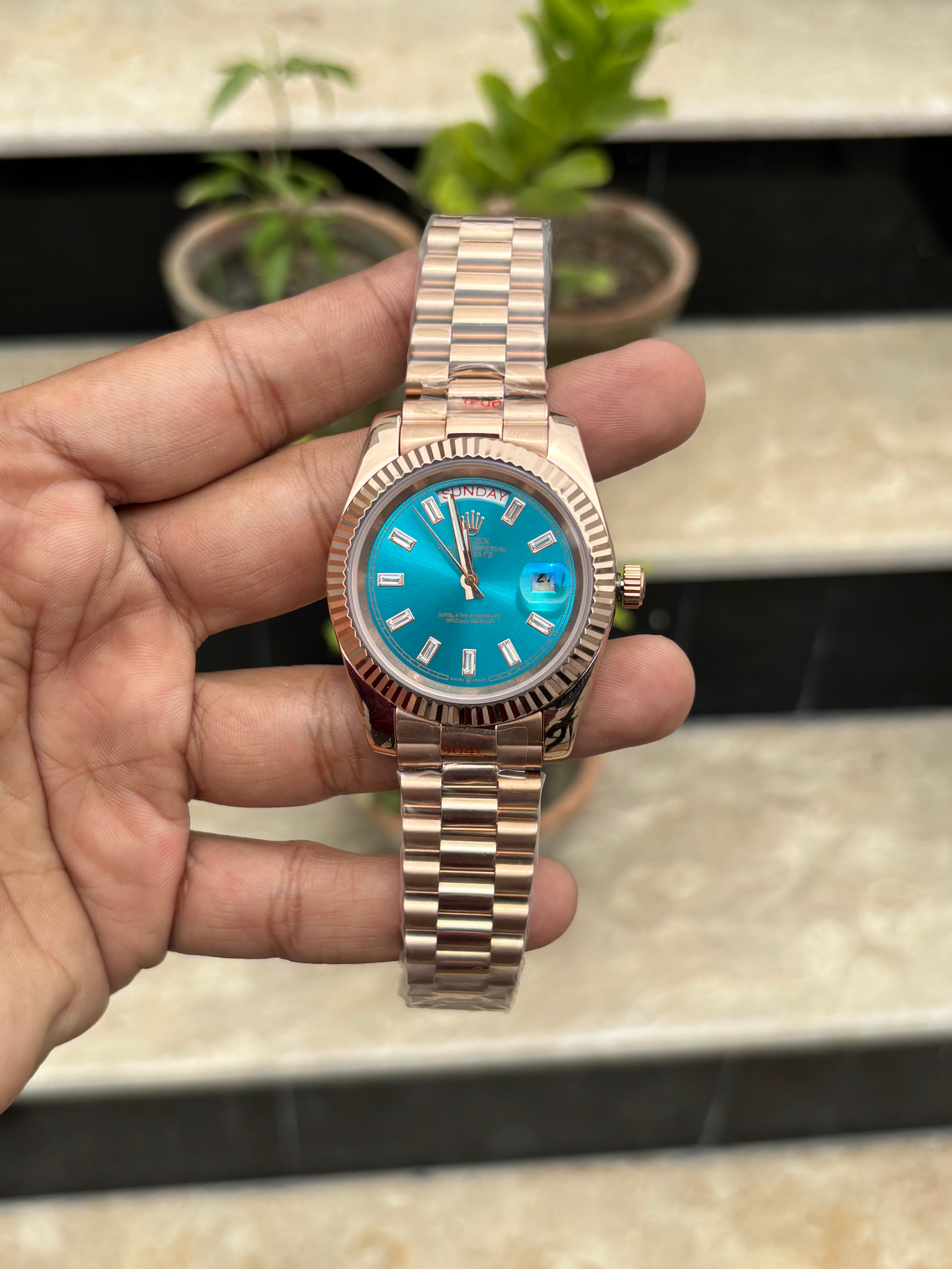 RLX Day-Date Automatic Rose Gold - Blue Dial