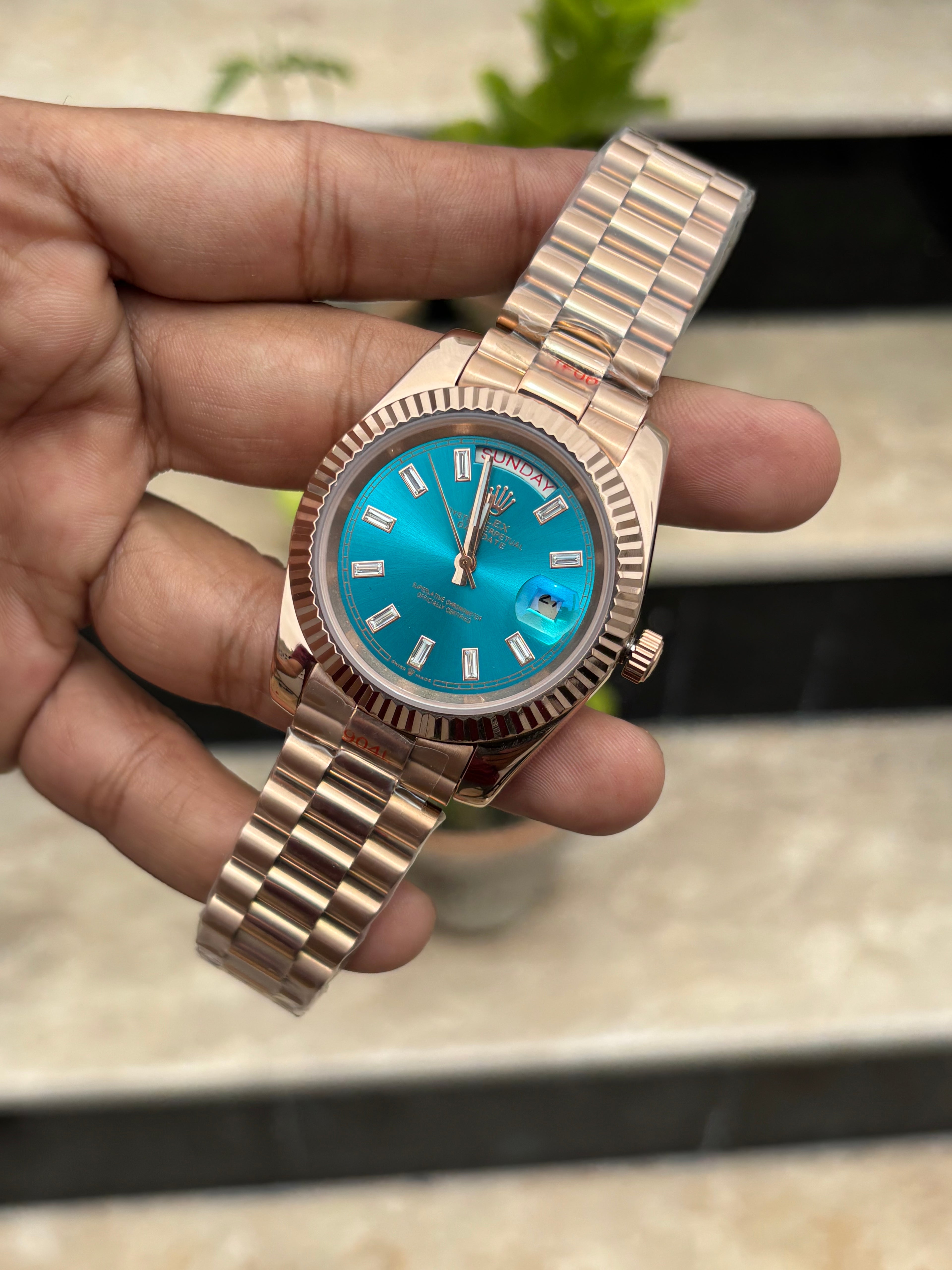 RLX Day-Date Automatic Rose Gold - Blue Dial