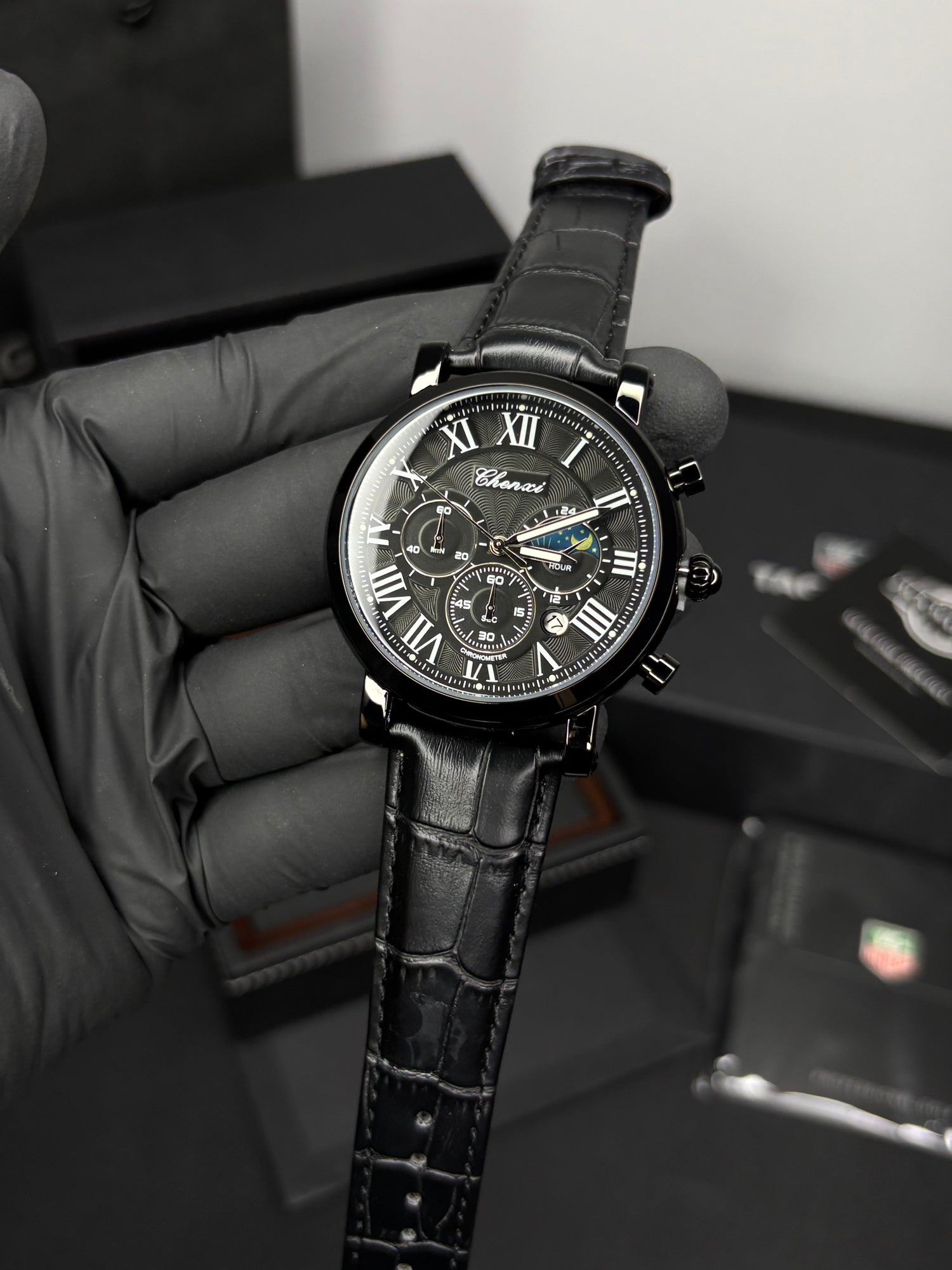 Chenxi Leather Strap Chronograph Watch
