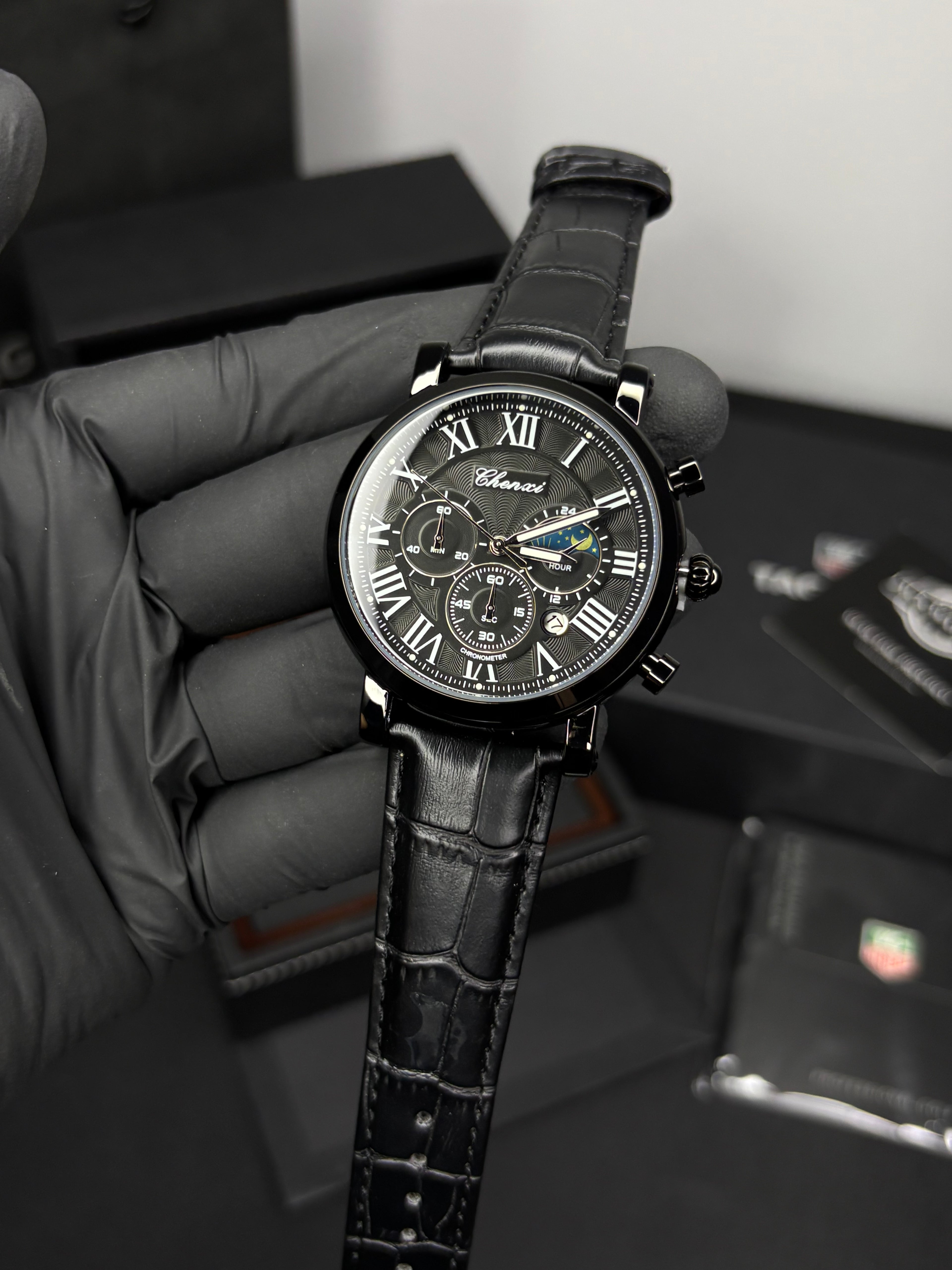 Chenxi Leather Strap Chronograph Watch