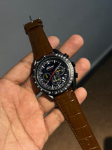 Bolaomo Racing Chronograph Leather Strap Watch