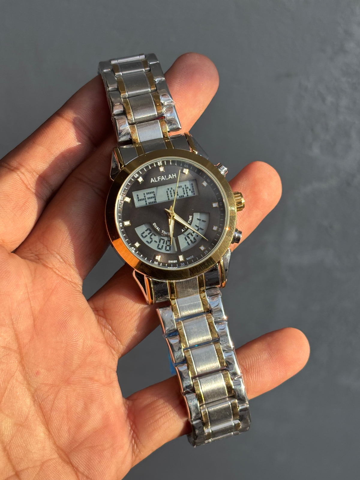 Al Falah Dual Time Watch - TwoTone