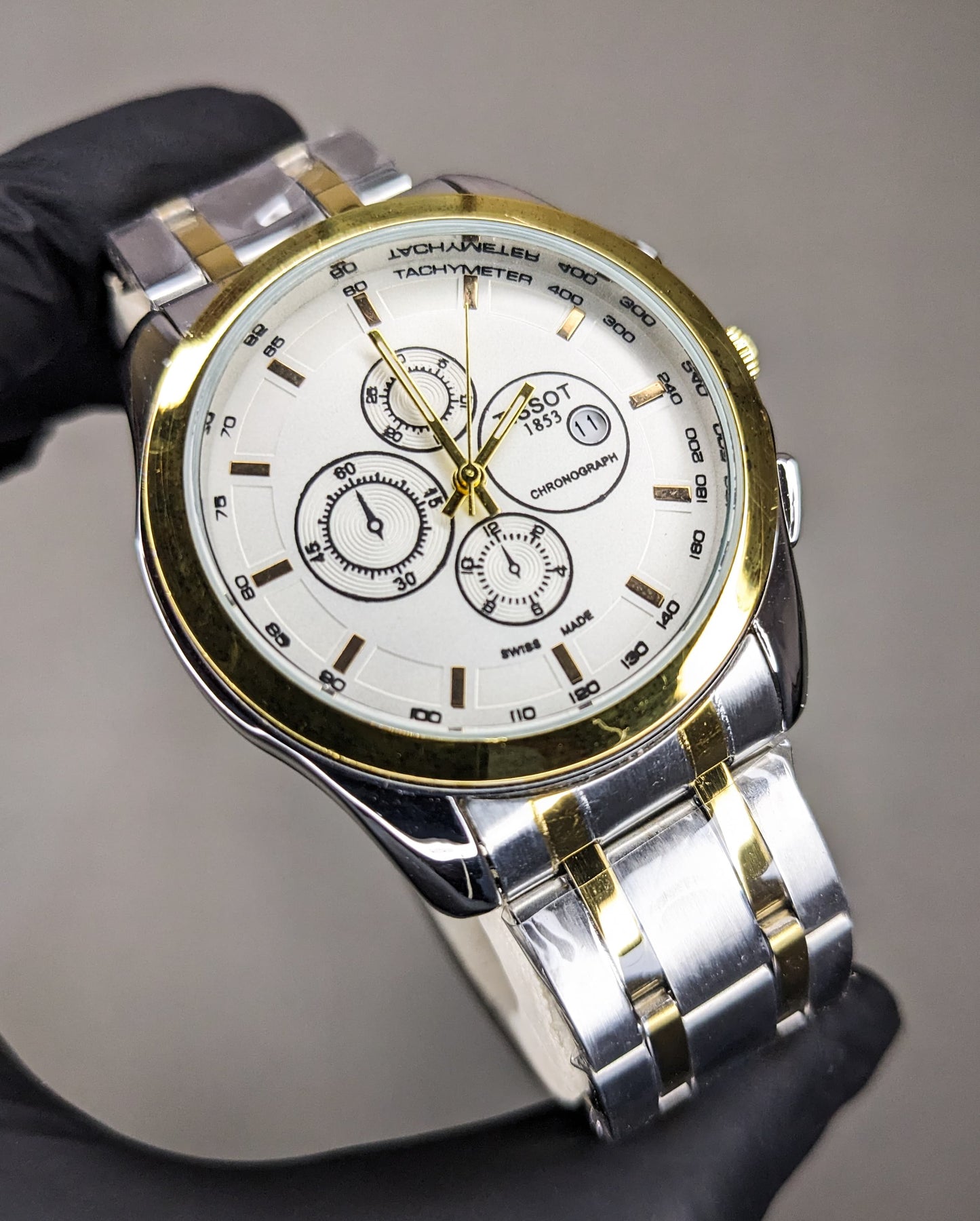 Tis-sot Dual Tone Date & Time - White Dial Stainless Steel Watch