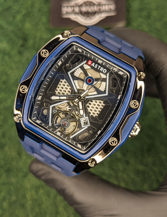 Gastro Luxirious Mechanical Style Watch - Blue Color Spider Dial