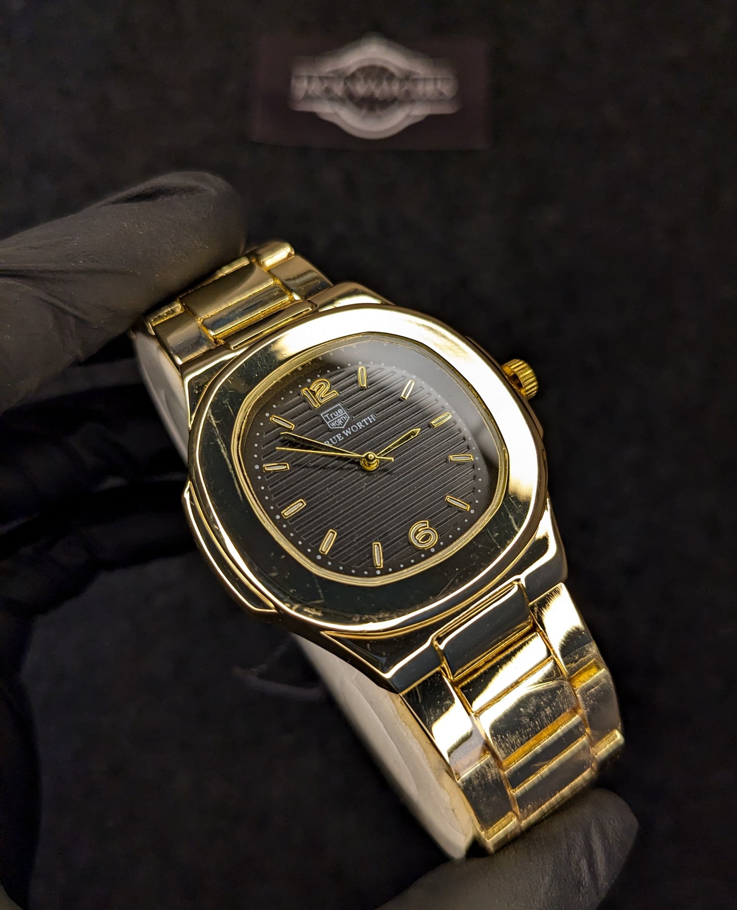 True Worth Nautilus Watch - Golden With Black Dial