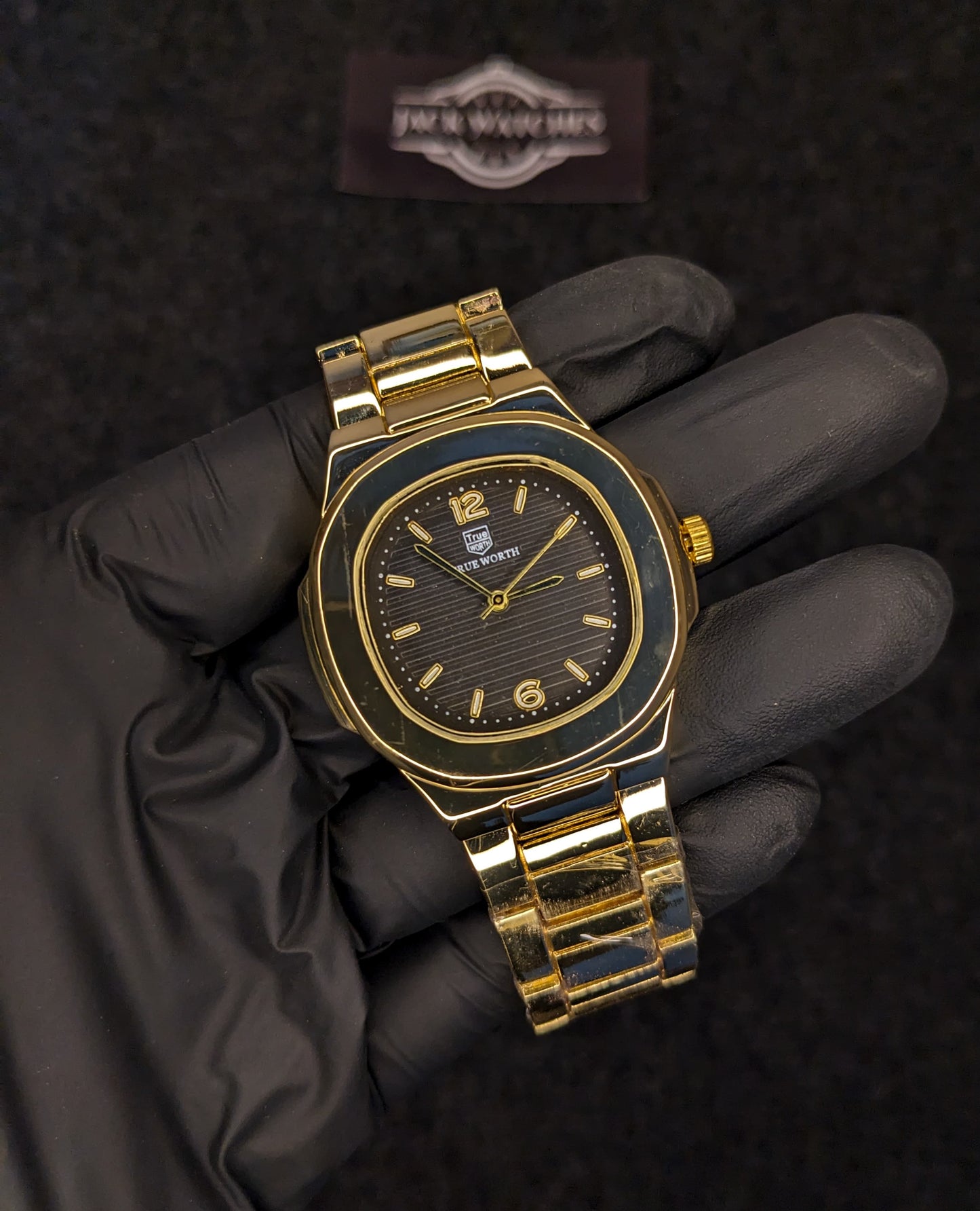 True Worth Nautilus Watch - Golden With Black Dial