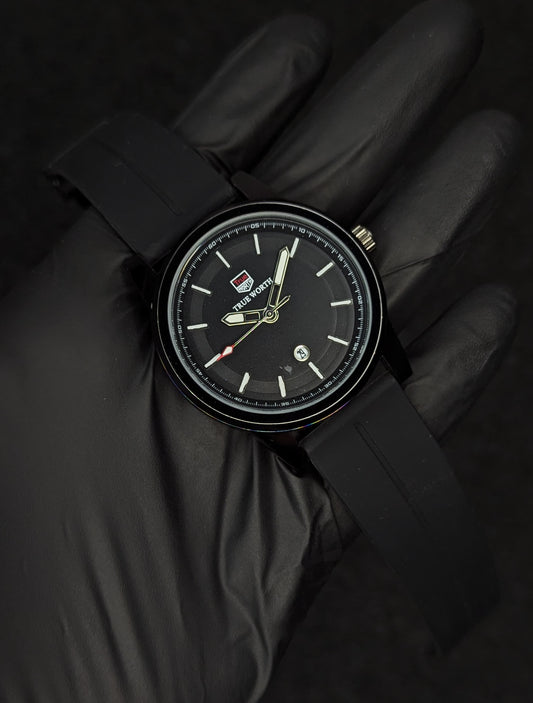 True Worth Silicon Strap Watch With Magnetic Lock - Black