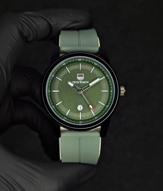 True Worth Silicon Strap Watch With Magnetic Lock - Green