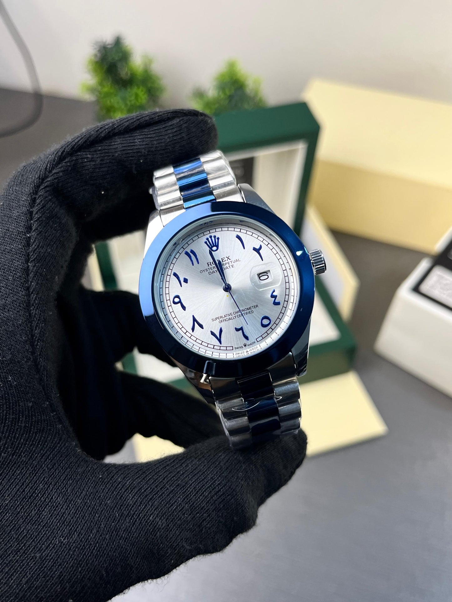 RLX Datejust President – Two-Tone Blue & Silver with Arabic Counts