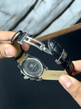 True Worth Original Chronograph Leather Strap Watch - Full Black